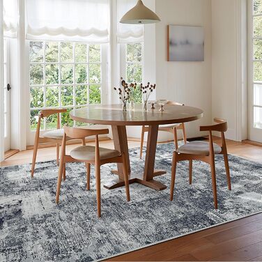 Килим для вітальні та спальні 160x230 см, сірий, короткий ворс, абстрактний, вінтажний дизайн, легко миється, не слизький