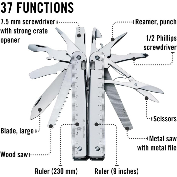Мультитул Victorinox SwissTool X Plus з 38 функціями, шкіряний чохол