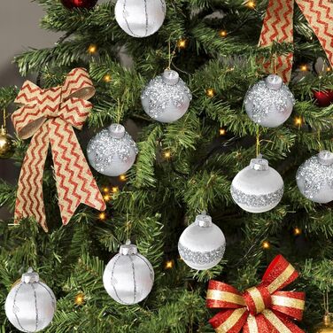 9 шт. Скляні ялинкові кулі срібного кольору з блискітками для прикраси ялинки