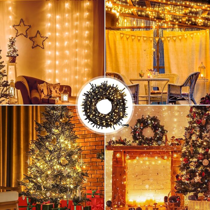 Ланцюжок прикрас MAGGIFT 20м 200 LED з вилкою/пультом/таймером/диммуванням, вологостійкий, тепле біле світло, для прикраси ялинки та декору, зовнішнє використання