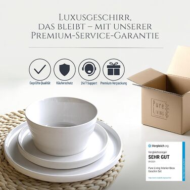 Набір посуду з порцеляни Pure Living на 12 осіб, 36 предметів, білий, Crystal, TESTSIEGER