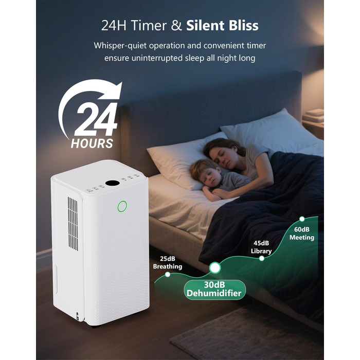 Електричний осушувач повітря 12л/день - тихий, з 3 режимами, таймером, автоматичною відтайкою та енергозбереженням для дому, квартири, підвалу