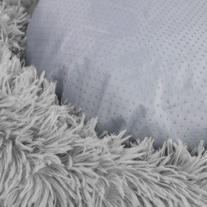 М'яке ліжко для собак великих порід та котів - кругле шорстке ліжко з високими бортиками - антиковзаюче дно - силіконова наповнювач - комфортне місце для сну - 90 см - зручне та довговічне - сірий колір