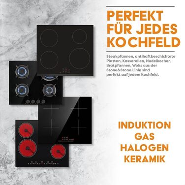 Набір сковорідок Stone&Stone 4 шт. (20, 24, 28, 32 см) з антипригарним покриттям | Для індукції, газу | Алюміній, сталь, професійні | З німецьким покриттям, без PFAS