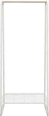 Iris Ohyama Stylish Clothes Rack, Ladder, Includes Hooks, Robust Frame, Non-Slip, For Bedroom, Studio, Closet, Space-Saving, Clothes Drying Rack, Easy Assembly, PI-O150 (White, Chopped Metal Shelf)