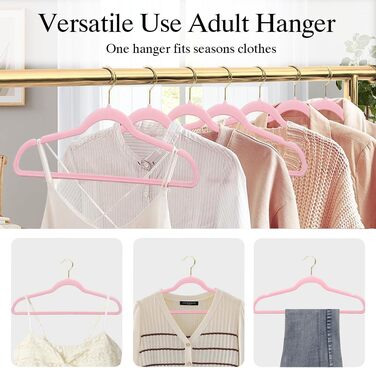 22 шт. велюрові вішалки для одягу Stormix - преміум-якість, для піджаків, сорочок, суконь (рожево-золотий)