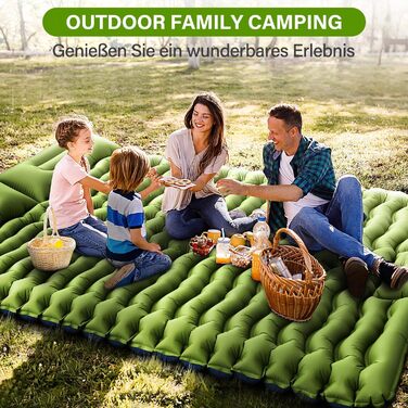 Надувний килимок для кемпінгу Isomatte з самонадуваванням, насосом та подушкою, компактний та легкий, для відпочинку на природі (подвійний)