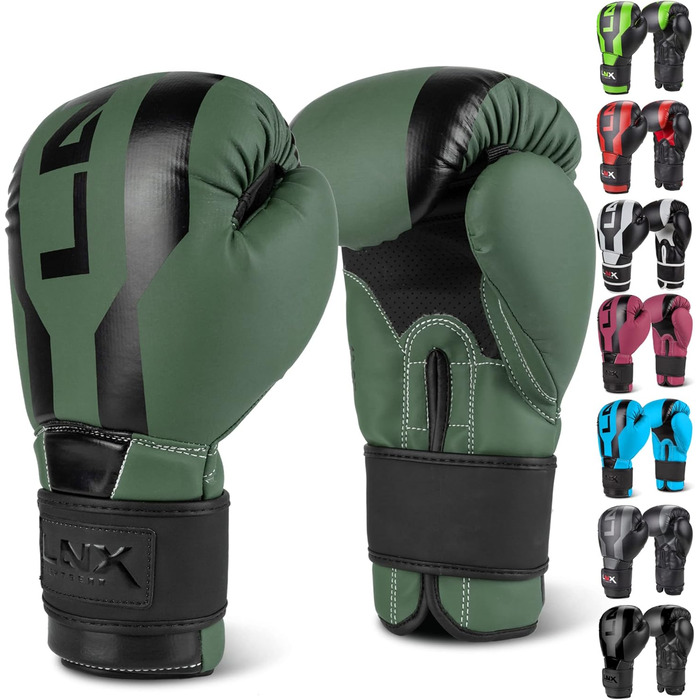 Боксерські рукавички LNX Stealth - чоловічі/жіночі, 8-16 Oz - для кікбоксингу, боксу, муай-тай, ММА, спарингу, тренувань. Колір: Хакі (302), вага: 10 Oz