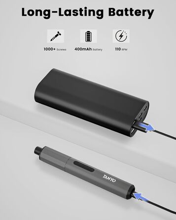 Набір мініатюрної електричної викрутки TANYO 51 в 1 з акумулятором 400mAh, LED-ліхтариком, для ремонту iPhone, ноутбуків, окулярів, годинників (чорний)
