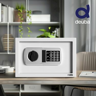Сейф меблевий Deuba Tresor 31x20x20 см, сталеві ригелі, кодовий замок, LED-підсвітка, ключ, сріблястий