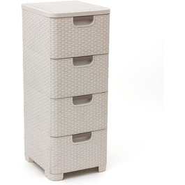 Комод CURVER STYLE з 4 шухлядами, поліпропілен, кремовий, 33x38x79 см