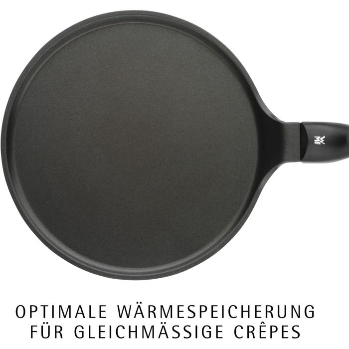 Сковорода WMF Devil Crepe 27 см для млинців з розподільником тіста та дерев'яною лопаткою, індукційна, алюмінієва з антипригарним покриттям