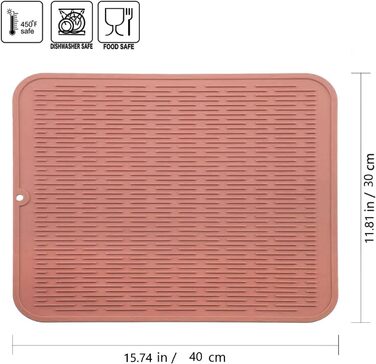 Килимок для посуду WXFLGH 40x30 см, силіконовий, термостійкий, неслизький, рожевий