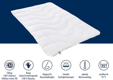 Irisette Lotte 4-Season Duvet - Made in Germany - Quilted Comforter with Top Cool Fabric, washable at 95 degrees, includes storage bag, 135 x 200 cm, white, Öko-Tex Certified 135 x 200 cm 4-Season Duvet