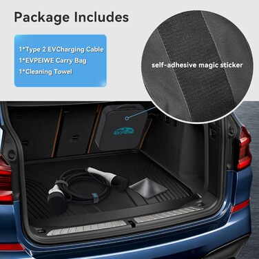 Кабель для зарядки електромобіля 22kW 32A Typ 2, 5м, IP55, для електромобілів та гібридів, з сумкою для зберігання