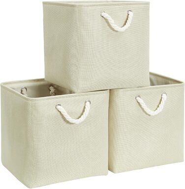 Mangata складна коробка для зберігання 30x30x30 см з ручками, тканинний кошик для полиць, шафи та одягу, набір 3 шт., світло-бежевий, хакі-білий