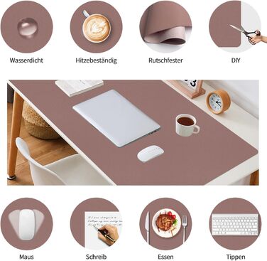 Підкладка під мишу для столу 80x40 см з PU-шкіри, легко очищається, захист столу від подряпин, антиковзаюча підкладка для офісу та дому