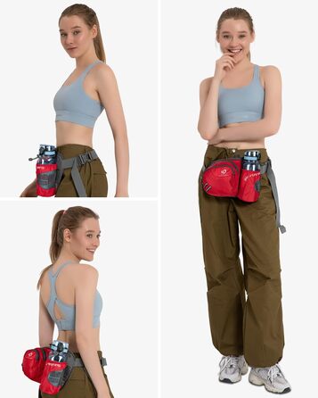 Спортивна поясна сумка WATERFLY з тримачем для пляшки, для жінок та чоловіків, червона