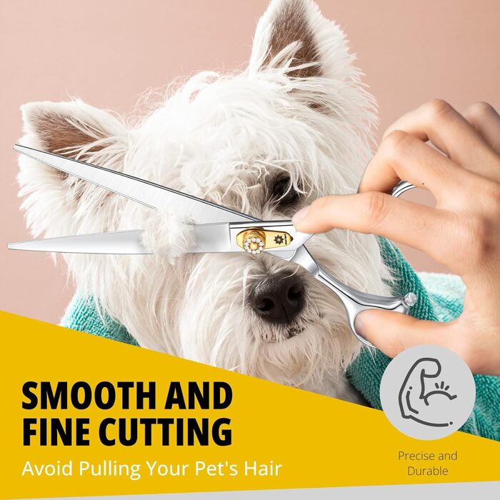 Професійна ножиця для грумінгу собак та котів Dream Reach 8 дюймів, 440C нержавіюча сталь, ергономічна ручка, регульований гвинт
