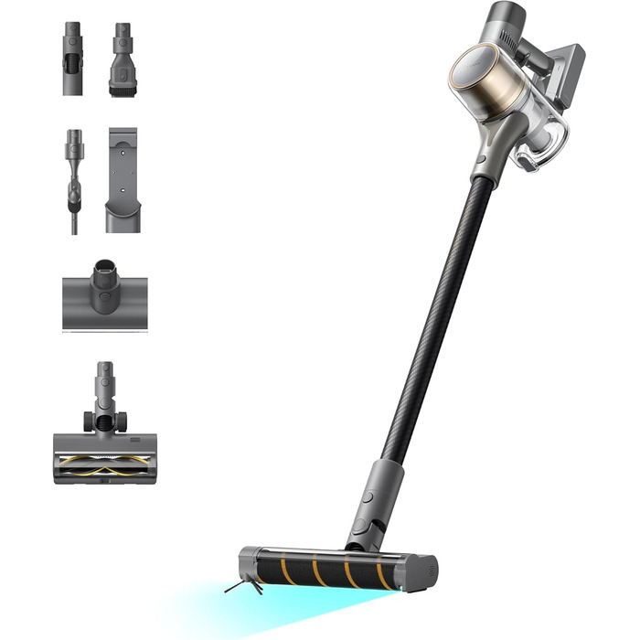 Бездротовий пилосос Dreame, 190AW, 90 хв роботи, датчик бруду, LED-дисплей, синій LED, без заплутування, для дому, шерсть тварин, килими (R30)