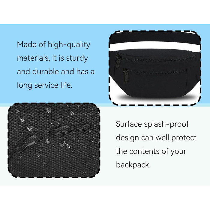 Чоловіча/Жіноча поясна сумка на пояс, шкіряна, водонепроникна, для спорту, подорожей та активного відпочинку (чорна)