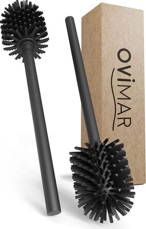 Набір для чищення посуду Lindoya: 2 ручки та 2 насадки | Чорний | Нержавіюча сталь | Силіконова щітка | Ø 7,5-8,5 см