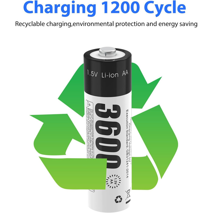 Зарядний пристрій для акумуляторів AA AAA AICARGER з LCD-дисплеєм, 4 слоти, швидка зарядка 5V/2A, 8 акумуляторів (3600 mWh)