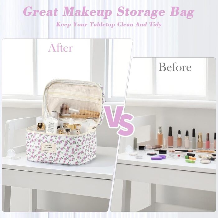 Набір косметичок 3 шт. з квітковим принтом для жінок та дівчат | Косметичка для подорожей та повсякденного використання | Набір косметичок з вишивкою (фіалково-павлинний)