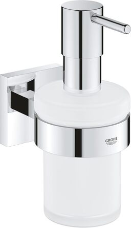 GROHE Start Cube Soap Dispenser with Holder (Capacity 160ml, concealed mounting, Material: Glass/Metal), Chrome, 41098000