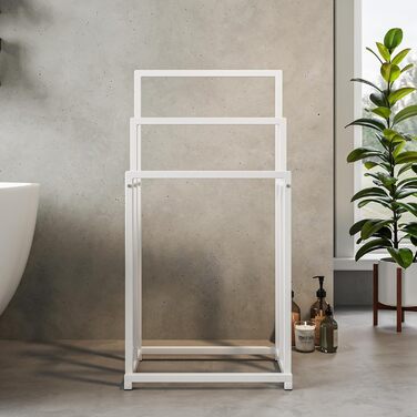 Підставка для рушників, тримач для рушників, сталева підставка для рушників на 3 полиці, для ванної кімнати, білий