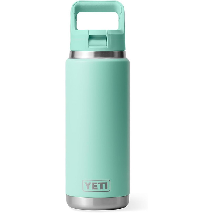 YETI Rambler C Drink Straw Bottle, vacuum-insulated stainless steel bottle with straw lid, 26 oz (769 ml) (Seafoam)