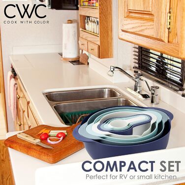 Набір кухольних мисок COOK WITH COLOR Nistschalen: 8 мисок (м'ятно-зелені), мірні склянки, сито, чаші для перемішування