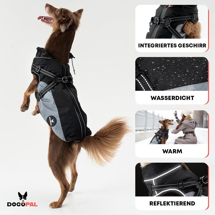 DOGOPAL Raincoat for Dogs with Integrated Harness – Waterproof Dog Raincoat, Windproof Dog Coat, Reflective Rain Jacket for Small & Large Dogs, High Visibility (Gray, #3)