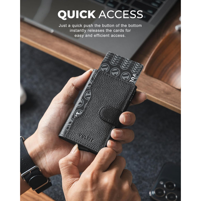 Чоловіче картхолдер VULKIT з RFID захистом, шкіряний, на 3 картки та віконце для ID, з магнітною застібкою, червоний (шкіра Litchi)