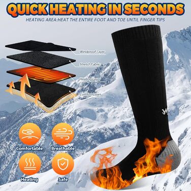 Обогревні шкарпетки з акумулятором 5000mAh, 36-42, до 65°C, без помаранчевих смуг