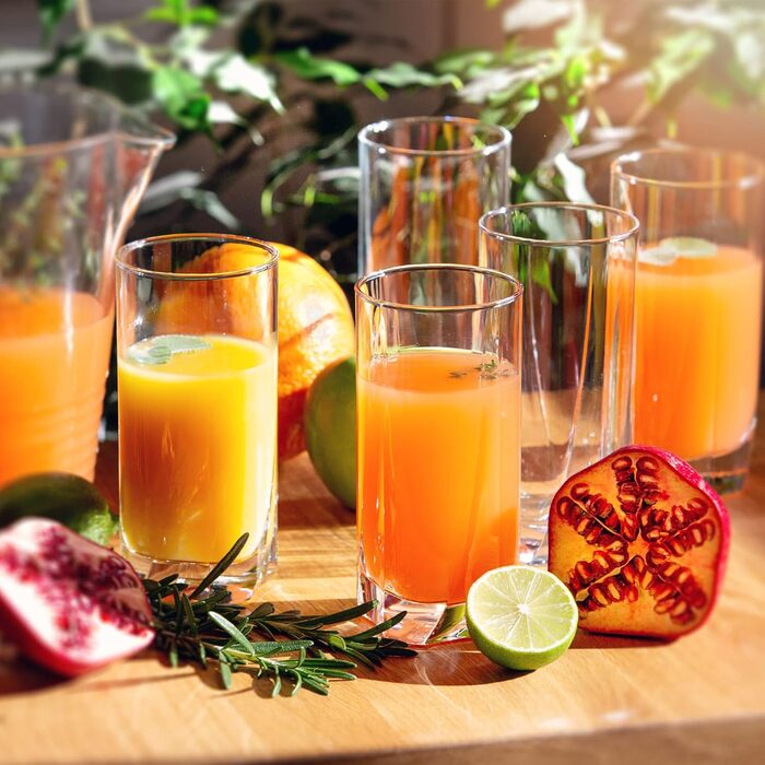 KADAX Drinking Glasses Set of 12, made of high-quality glass, thick-walled juice glasses, ribbed glasses for water, drinks, juice, party, cocktail glasses, beverage glasses (SET OF 12, 380ml tall)