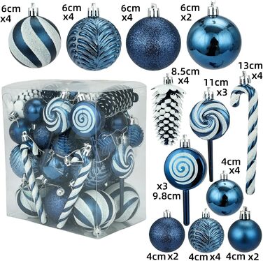 Набір прикрас на ялинку 40 шт. червоні кулі, пластик, Balu