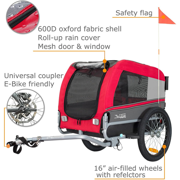 Універсальний візок для собак Tiggo VS Pets Medium: 2в1 (велосипедний, буксирний)