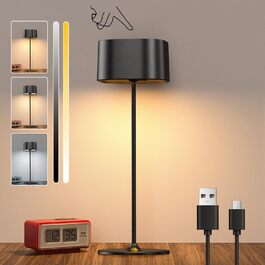 Акумуляторний світлодіодний настільний світильник з димером, USB-C, металевий, водонепроникний IP54, 5600mAh, 5W, чорний