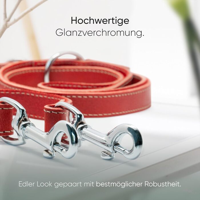 2m Dog Leash made from certified leather - Adjustable Training Leash - Handmade in EU - Dog Leash for Large, Medium & Small Dogs - Leather Leash (25mm wide) (25mm Width, Red)
