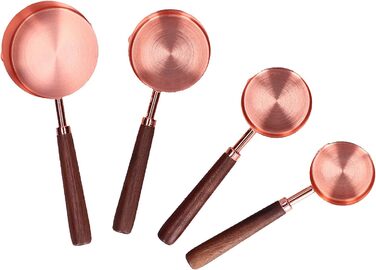 Measuring Spoon Set, 4 Measuring Cups in Rose Gold with Scale, Stainless Steel Measuring Spoons for Kitchen Utensils (Size: L)