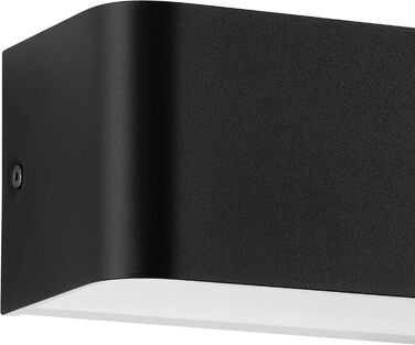 EGLO LED Wall Lamp Sania 5, 1-light wall lamp modern, minimalist, wall lighting made of metal in white, plastic in satin finish, LED bathroom lamp warm white, L, IP44 (36.5 cm, Black)