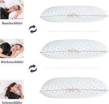 BedStory Memory Foam Pillow, Adjustable Height Pillow 40x80, Shredded Memory Foam Pillow, OEKO-TEX Certified Neck Support Pillow for Back and Side Sleepers, Washable Cover, 2 Pack 40x80
