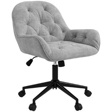 Vinsetto Adjustable Swivel Chair, Ergonomic Office Chair with Velvet-Look Finish in Light Gray for Living Room & Office