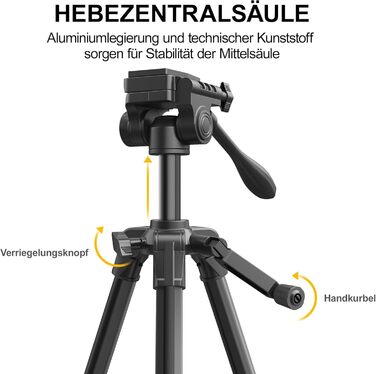 Штатив для камери RALENO Stabile, 152 см, з сумкою. Легкий та міцний штатив для професійних фотографів та відеозйомки з тримачем для телефону iPhone. Модель TP-40