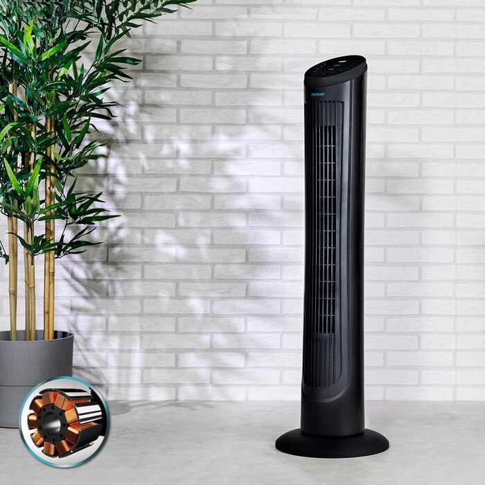 Вентилятор турецький Cecotec EnergySilence 9090 Skyline, 45 Вт, 102 см, з пульт та таймером, чорний