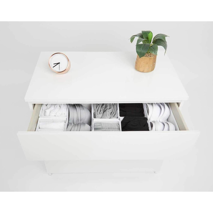 Large Drawer Organization System 12-Piece Set White Boxes Storage Organizer Drawer Cabinet Organizer Storage Box Closet Organizer