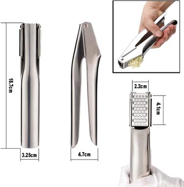 Stainless Steel Garlic Press with Cleaning Brush - Professional Grade for Kitchen, Restaurant, Hotel & Culinary Use