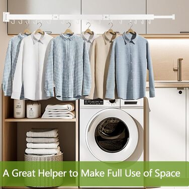 Настінна сушарка для білизни, розкладна, 3-секційна, біла. Максимальне навантаження 68 кг, 120 см (50 дюймів у складеному стані). Економія місця, ідеально для невеликих осель, білий колір.