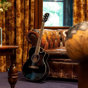 MAX ShowKit Електрична акустична гітара, комплект - підсилювач 40 Вт, підставка для нот, тюнер, чохол, медіатор - чорний